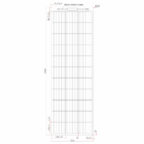 150W Narrow Semi Flexible Solar Panel 1550 X 510Mm – Product Image