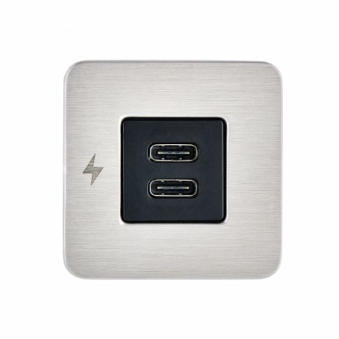 Scanstrut dual USB-C charging socket (Silver / stainless steel)