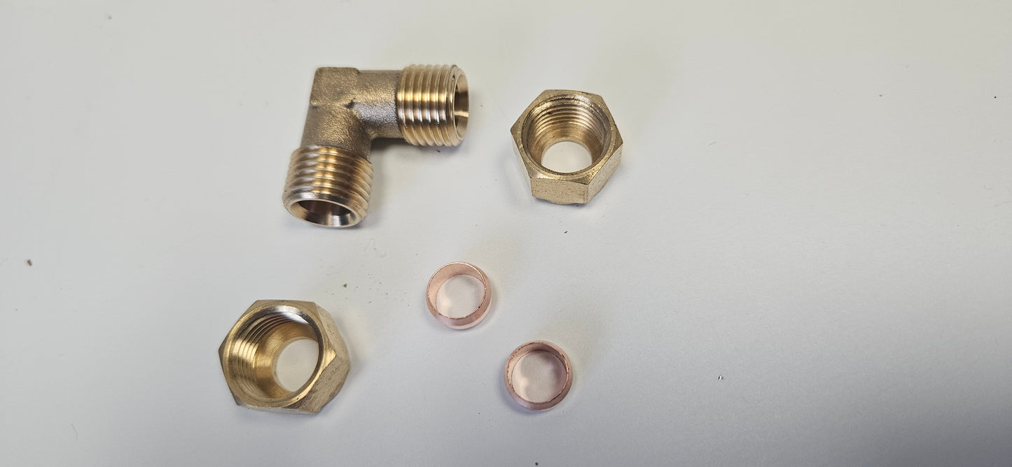 8mm brass fittings for copper pipe (angled / straight)