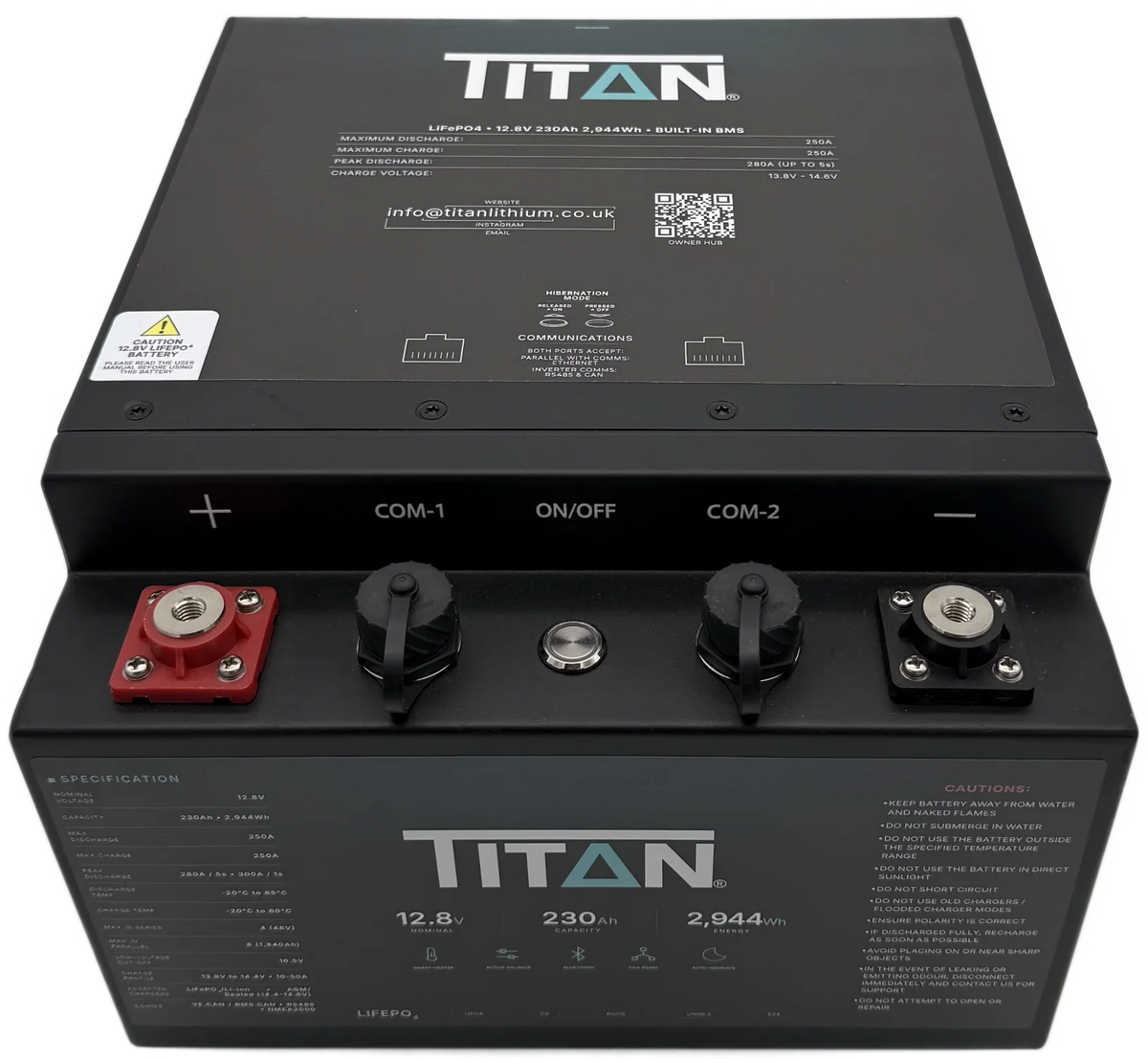 Titan 12v lithium iron phosphate (LiFePO₄) underseat leisure battery 230Ah