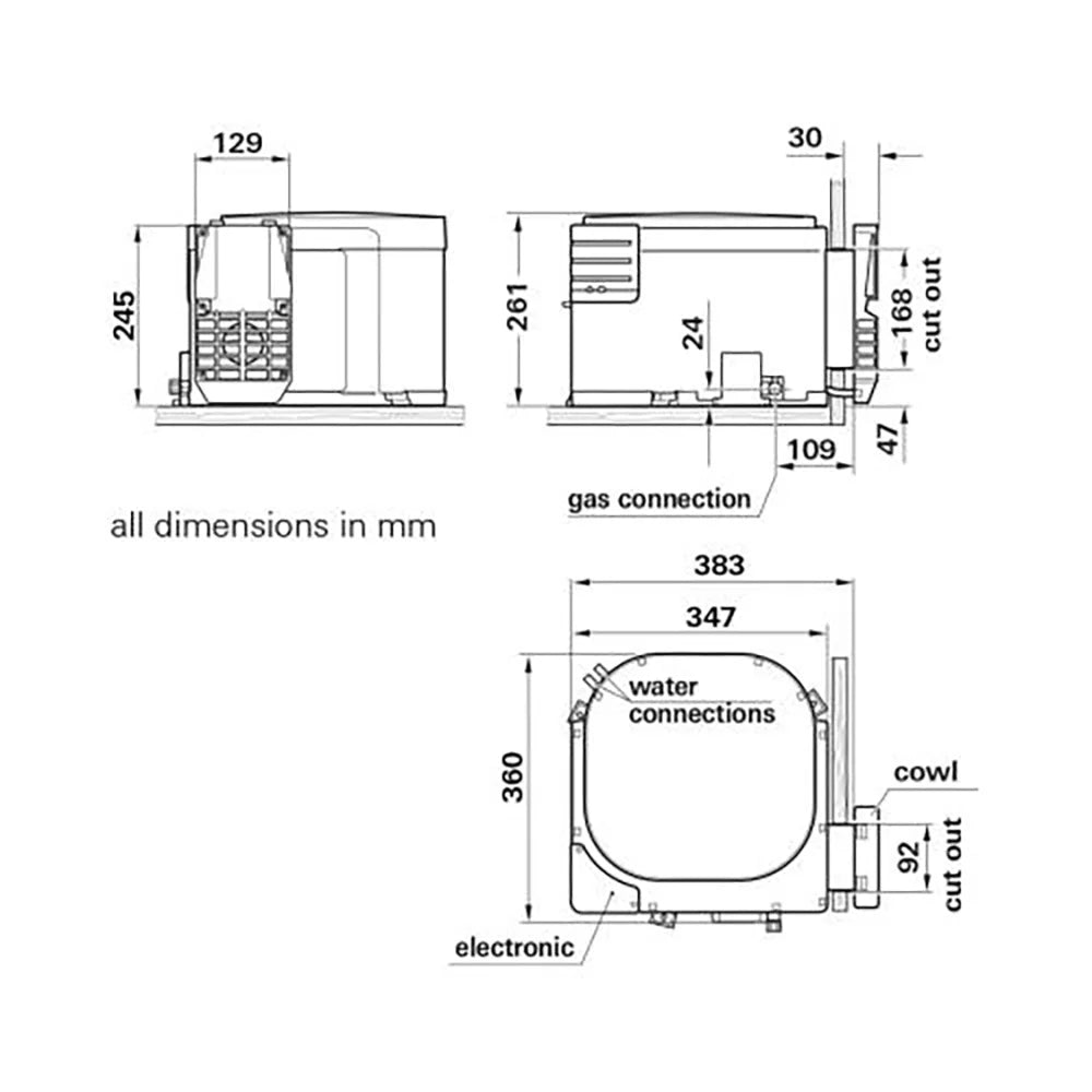 Truma Ultrastore Rapide GE 10L boiler standard fittings