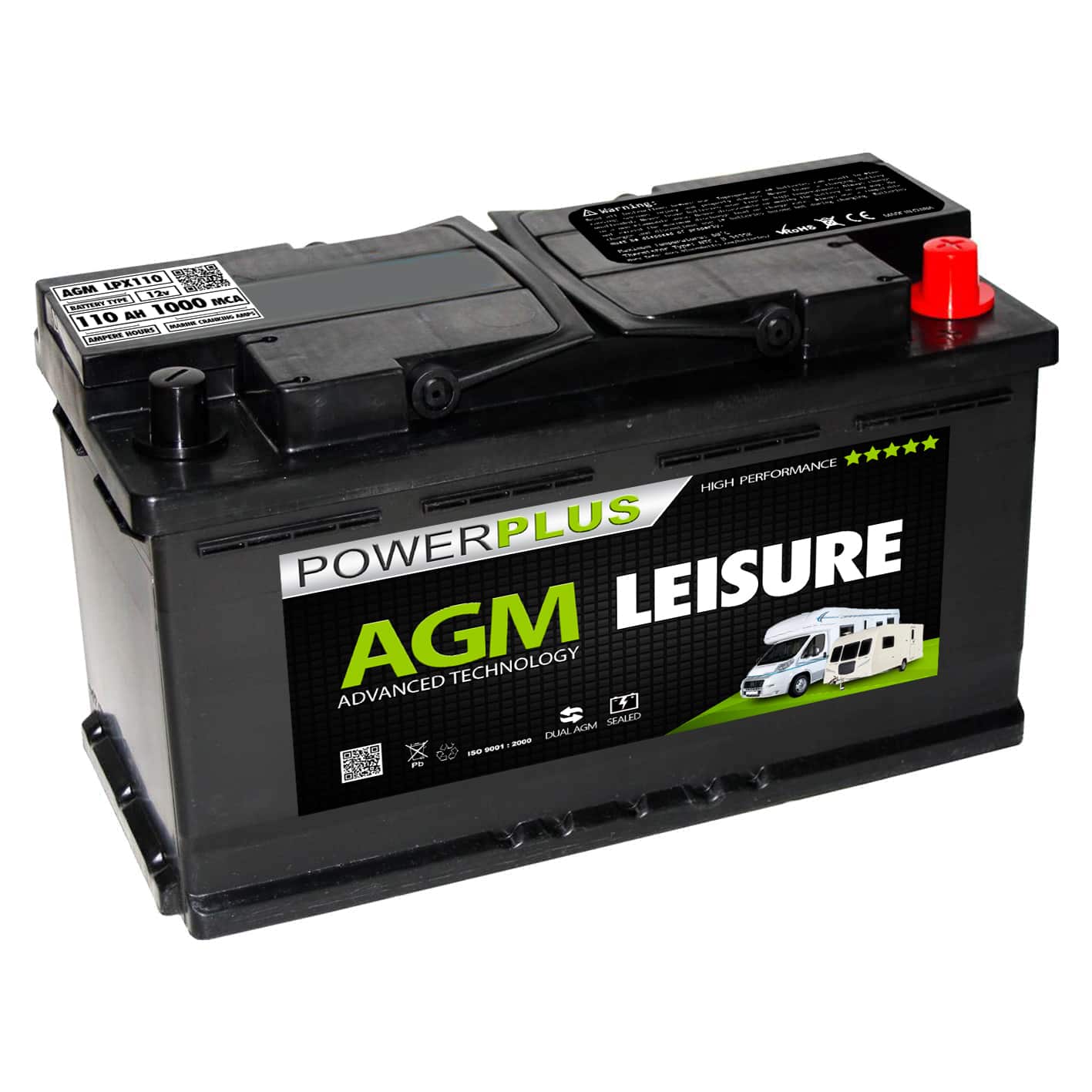 12v Power Plus AGM leisure battery 110Ah