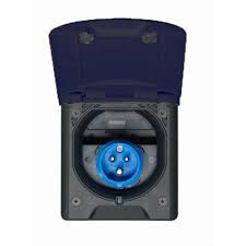 Flush 230V Mains Ehu Inlet With Magnetic Lock Black – Front View