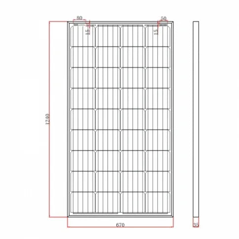 150W Rigid Solar Panel 12400 X 670 – Product Image