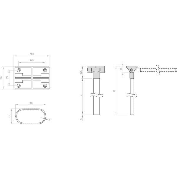 Baldacci aluminium folding table leg 720mm