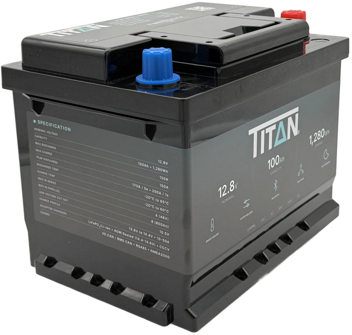 Titan 12v lithium iron phosphate (LiFePO₄) leisure battery 100Ah
