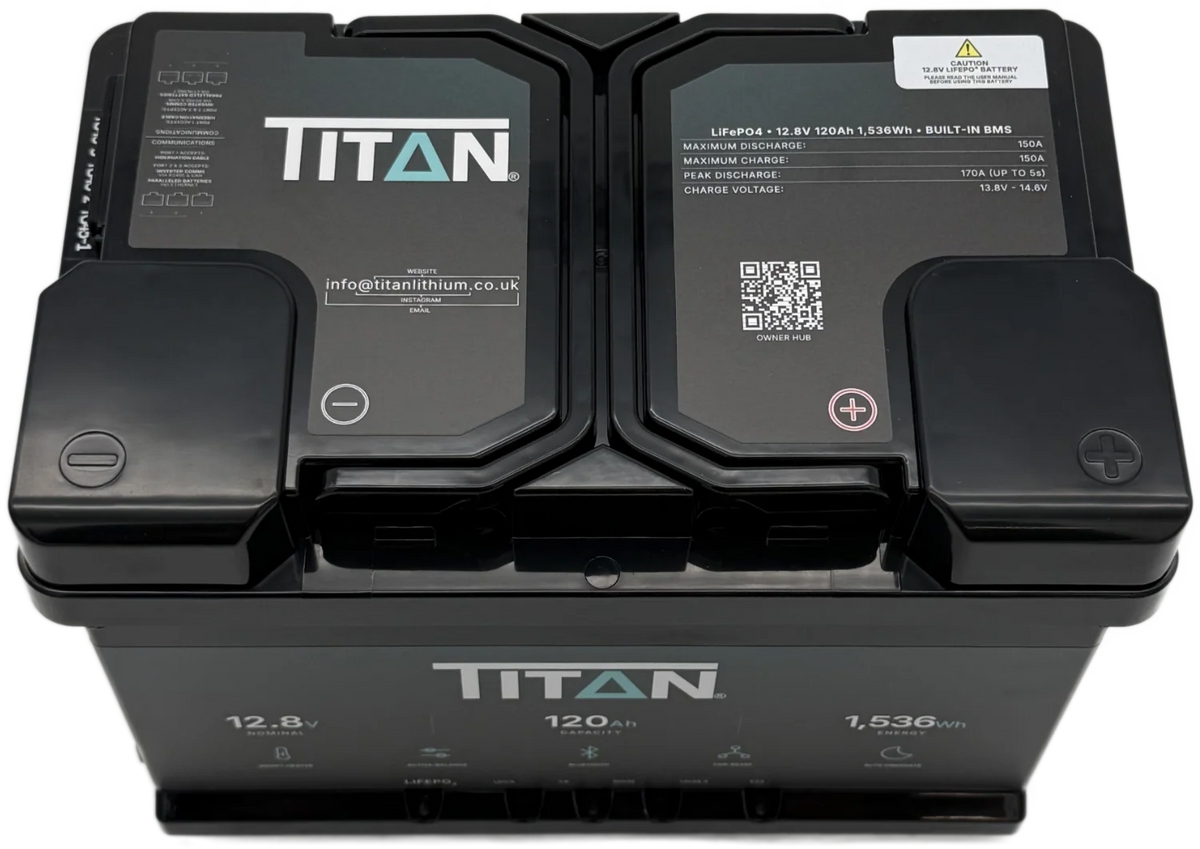 Titan 12v lithium iron phosphate (LiFePO₄) leisure battery 120Ah