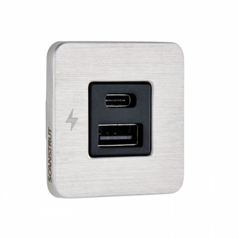 Scanstrut USB-A and USB-C charging socket (Silver / stainless steel)