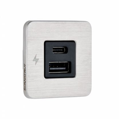 Scanstrut USB-A and USB-C charging socket (Silver / stainless steel)