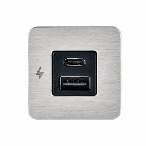 Scanstrut USB-A and USB-C charging socket (Silver / stainless steel)