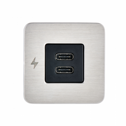 Scanstrut dual USB-C charging socket (Silver / stainless steel)