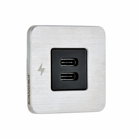 Scanstrut dual USB-C charging socket (Silver / stainless steel)