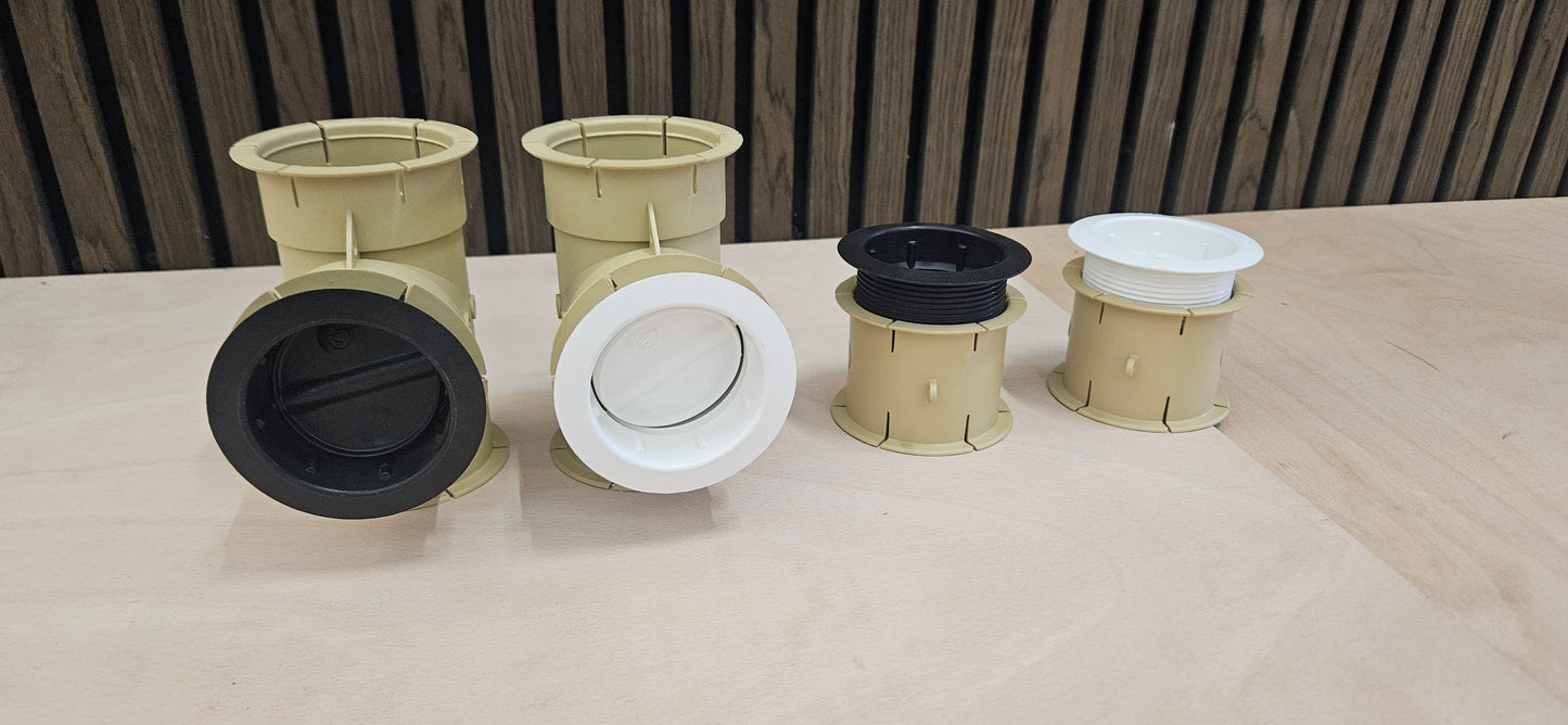 Whale heater duct fitting 65mm directional vent with adaptor (black or white)