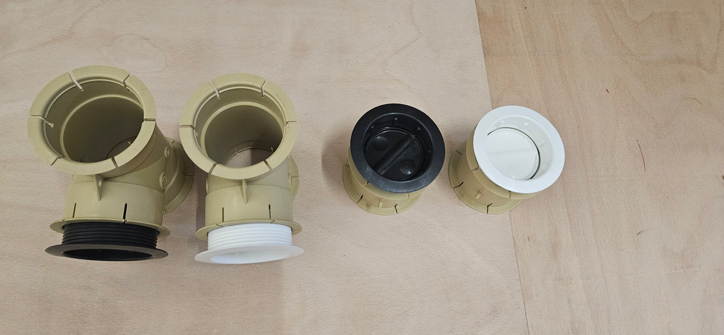 Whale heater duct fitting 65mm directional vent with adaptor (black or white)