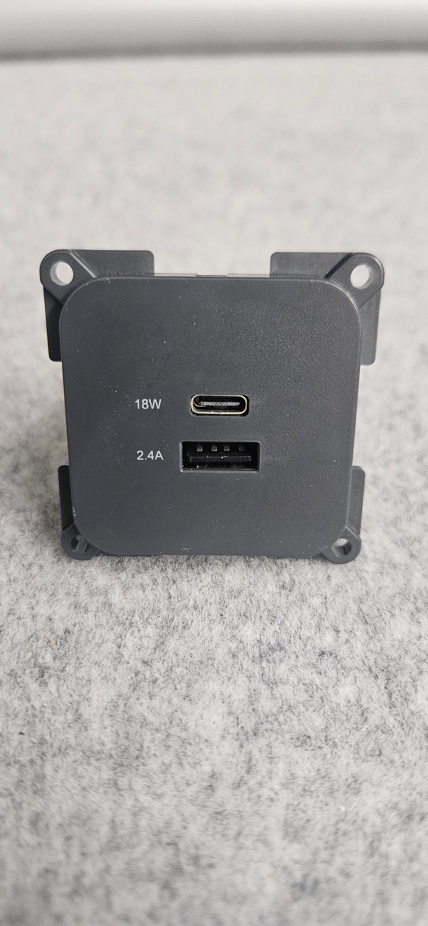 CBE compatible dark grey USB-A & USB-C socket