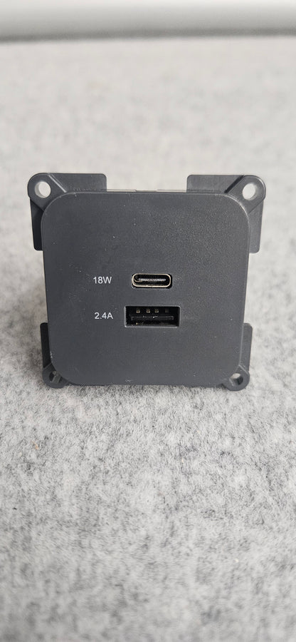 CBE compatible dark grey USB-A & USB-C socket