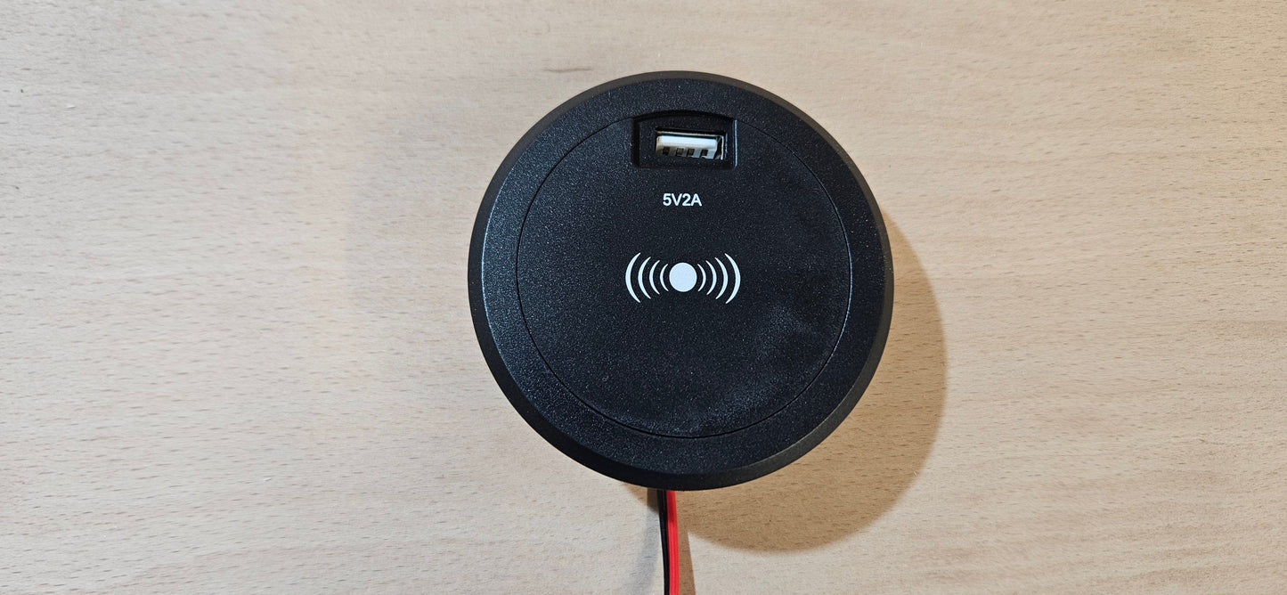 15W wireless charger with dual USB ports (12V / 24V)