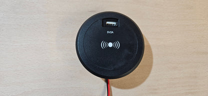 15W wireless charger with dual USB ports (12V / 24V)
