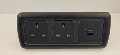CBE triple 2x 230V sockets + USB A & C socket kit (silver or black)