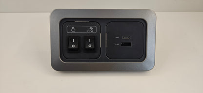 CBE double light & water pump switch + USB A & C socket kit (silver or black)