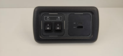 CBE double light & water pump switch + USB A & C socket kit (silver or black)