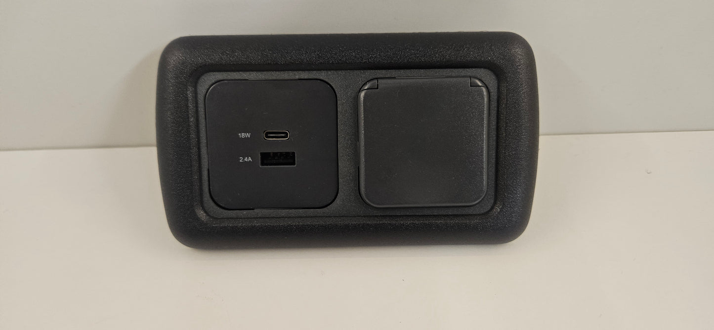 CBE double 12V outlet + USB A & C socket kit (silver or black)