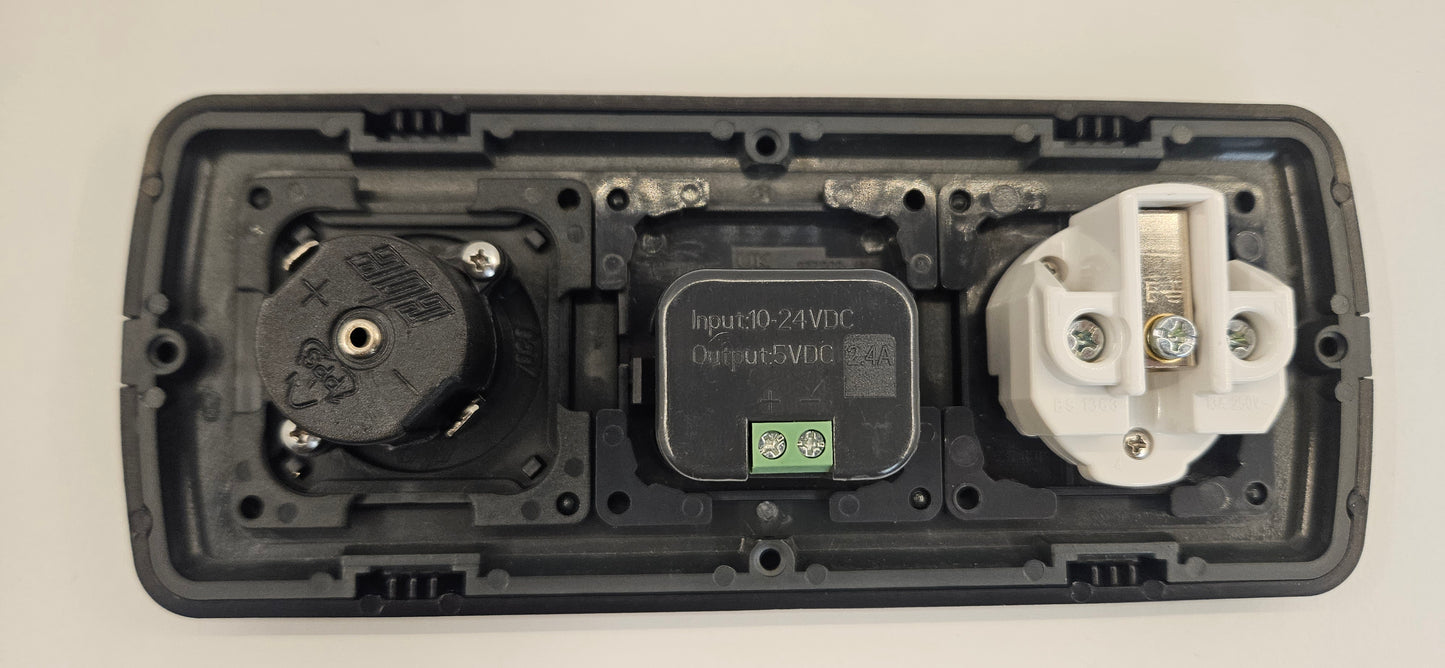 CBE triple 12V outlet + USB A & C socket + 230V socket kit (silver or black)