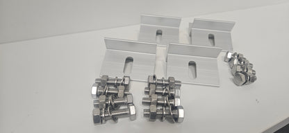 Set of 4 aluminium brackets with bolts for rigid solar panel mounting