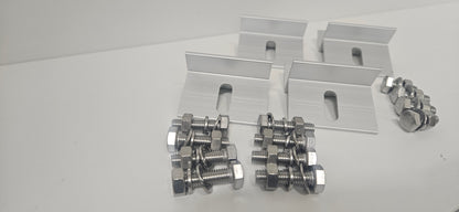 Set of 4 aluminium brackets with bolts for rigid solar panel mounting