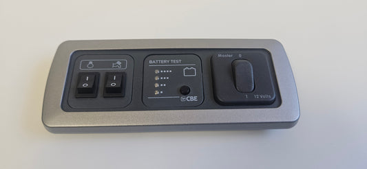 CBE C-Line triple. Light & water pump switch + Battery test + Master switch kit (silver or black)