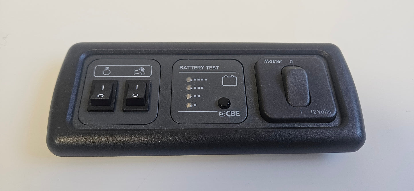 CBE C-Line triple. Light & water pump switch + Battery test + Master switch kit (silver or black)