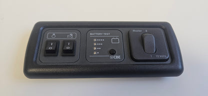 CBE C-Line triple. Light & water pump switch + Battery test + Master switch kit (silver or black)