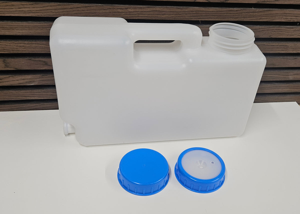 10L water storage container with 2 part cap + solid cap