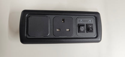 CBE C-Line triple. 230v socket + 12V outlet + light & water pump switch (silver or black)