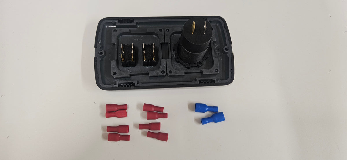 CBE C-Line double. Dual USB C socket + light & water pump switch (silver or black)