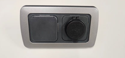 CBE C-Line double. Dual USB C socket + 12v outlet (silver or black)