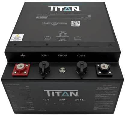 Titan 12v lithium iron phosphate (LiFePO₄) underseat leisure battery 230Ah