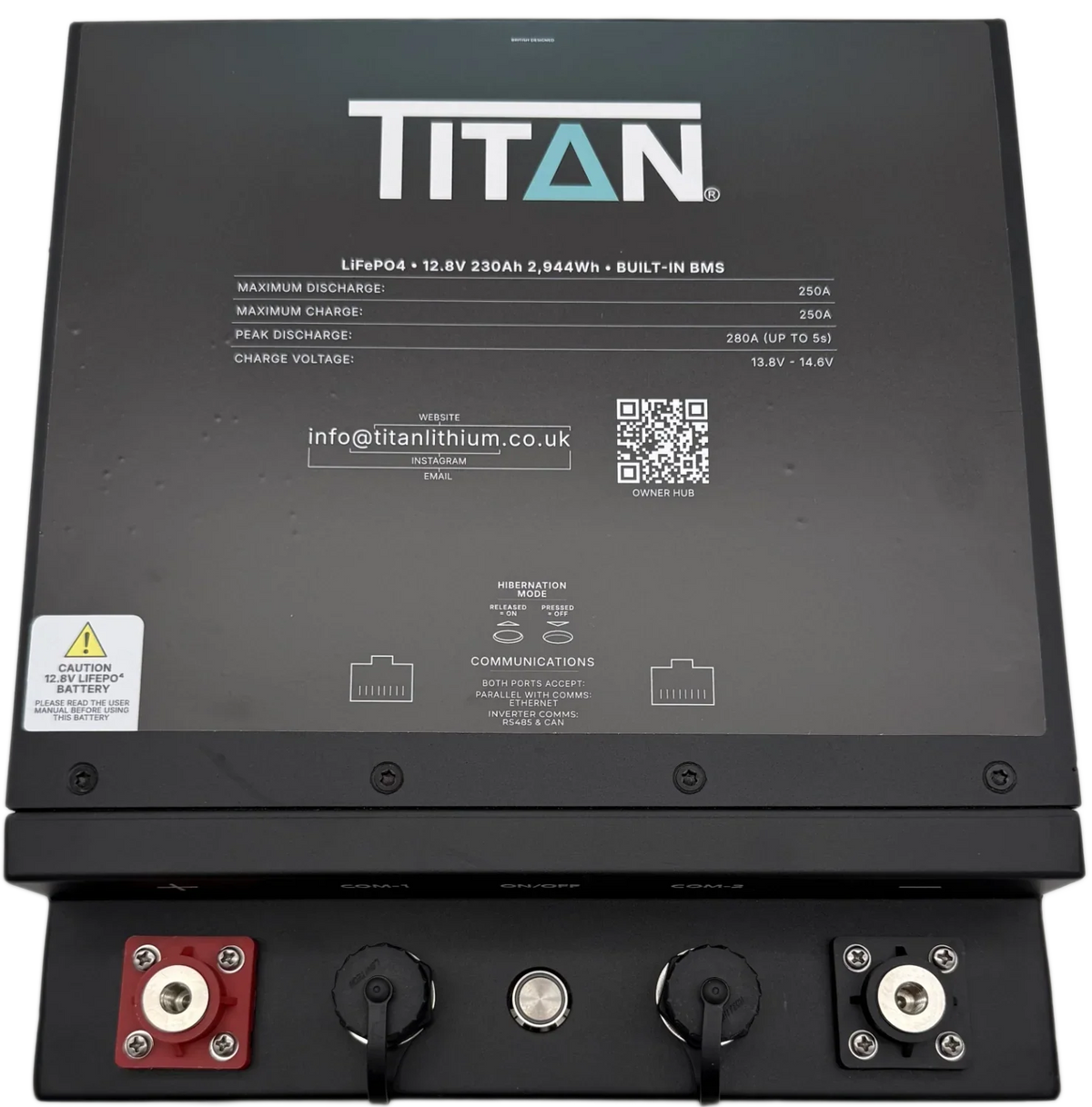 Titan 12v lithium iron phosphate (LiFePO₄) underseat leisure battery 230Ah