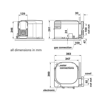 Truma Ultrastore Rapide GE 10L boiler standard fittings
