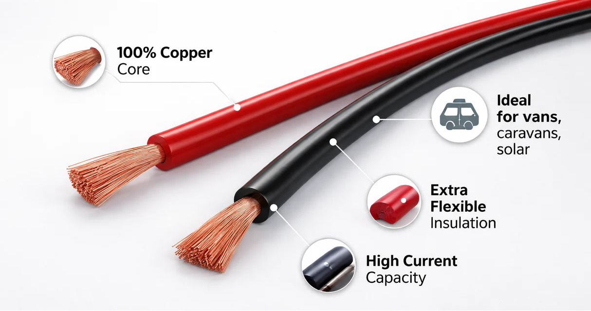 Custom Made single core stranded PVC cable 16²mm wire (Black) – The Van ...