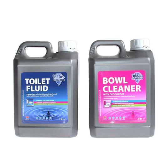 Blue Diamond Double Pack Toilet Fluid Blue & Bowl Cleaner Pink 2L+2L