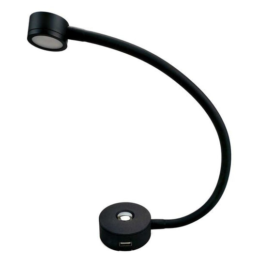 Dimate  black LED reading flexi light (touch on & off. Includes USB port)