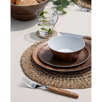 Wood look 16 piece crockery set