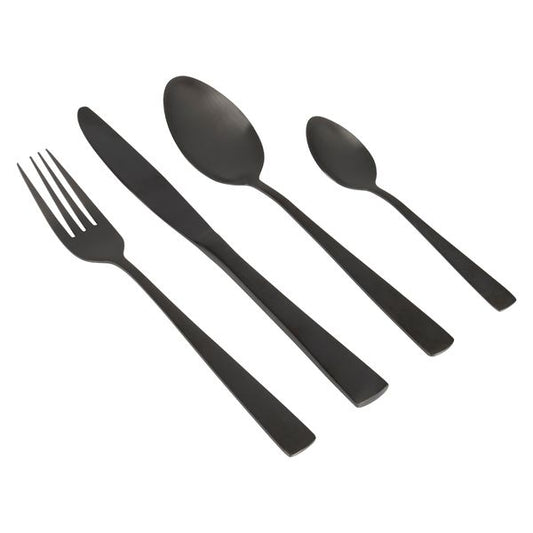 Black 16 piece cutlery set