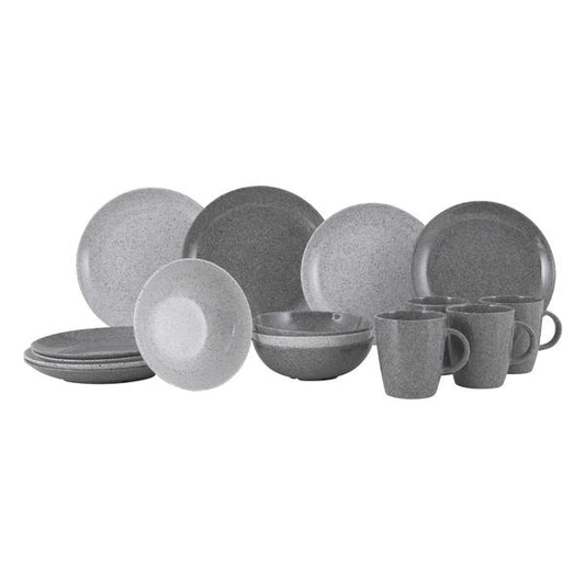 Granite grey 16 piece crockery set