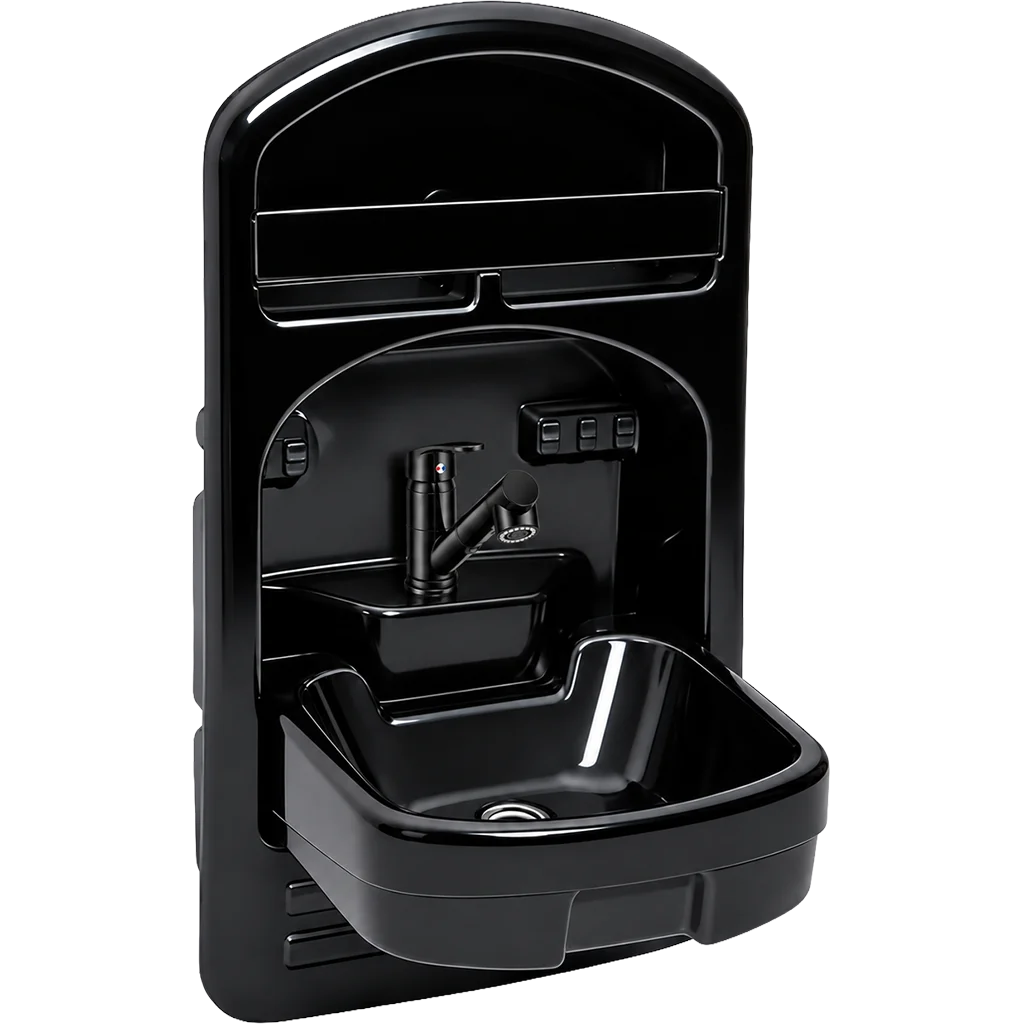 Liberty Max black tip-up basin & shower tap