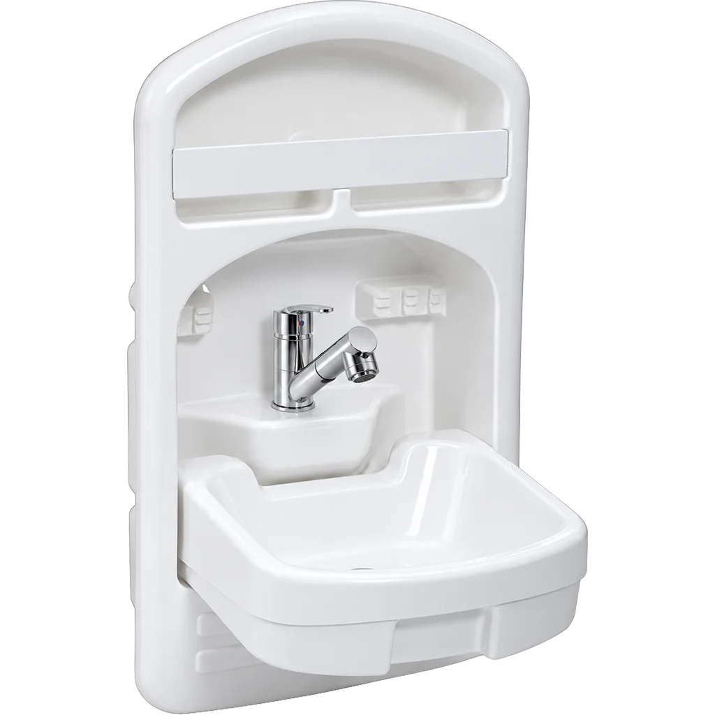 Liberty Max white tip-up basin & shower tap