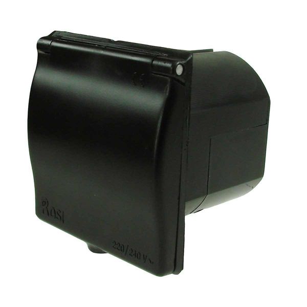 230V 16A flush fit mains inlet socket Black