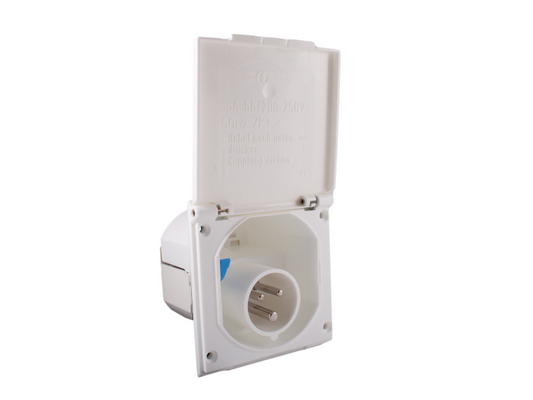 Fawo 230v flush mains inlet (electric hook up EHU) socket – White
