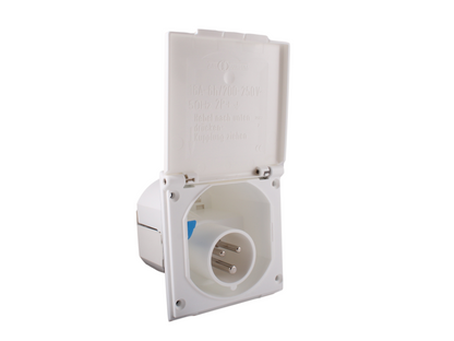 Fawo 230v flush mains inlet (electric hook up EHU) socket – White